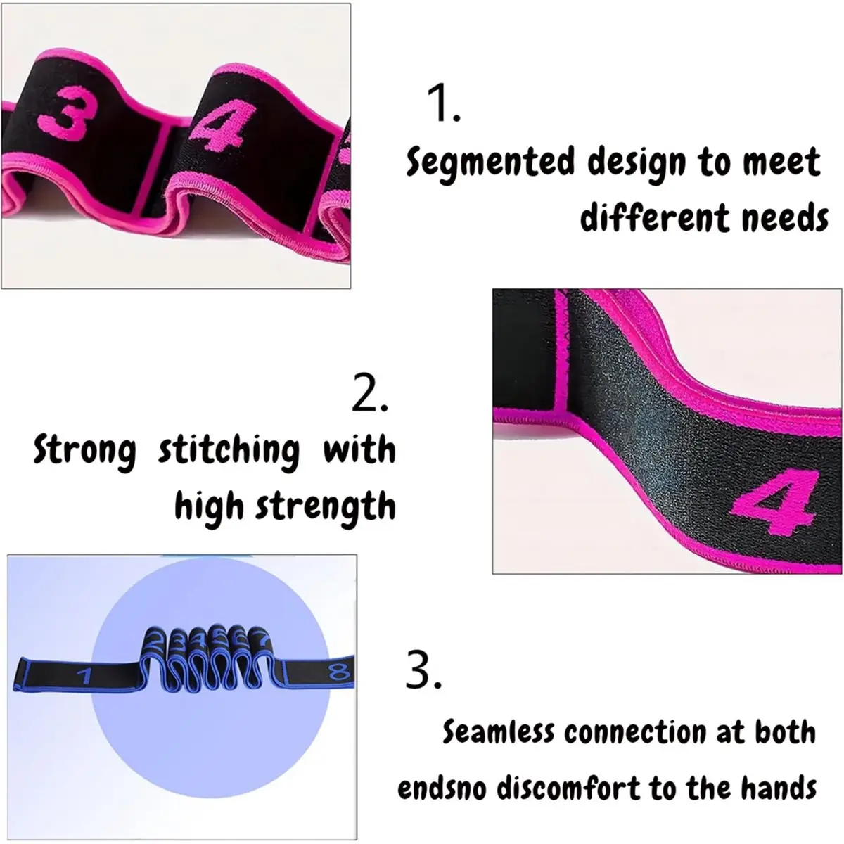 (3Pcs)8/10/12 Grid Yoga Resistance Bands for Full Body Workouts, Home Gym & Yoga Essentials 10 Grid