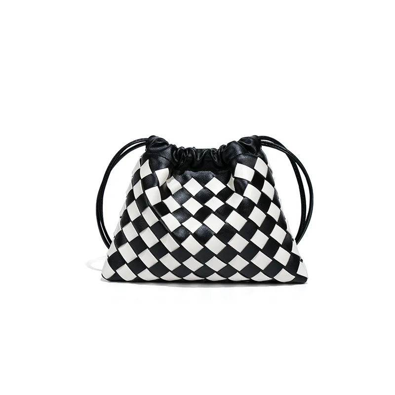 High End Fashion Handbag Messenger Bag with Large Inner Pocket, Popular Pure Hand Woven Bag for Women Tote Shoulder Underarm Bag