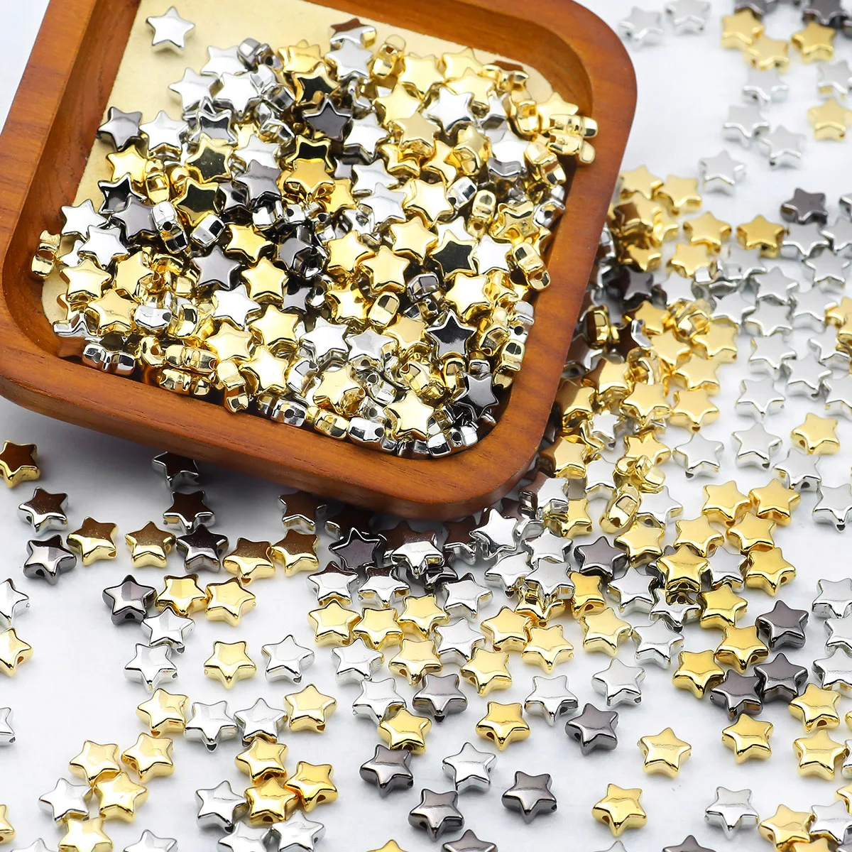 100/200/400pcs 10mm Golden Star Shaped Beads CCB Loose Spacer Beads For DIY Bracelets Necklaces Earrings Jewelry Making Supplies