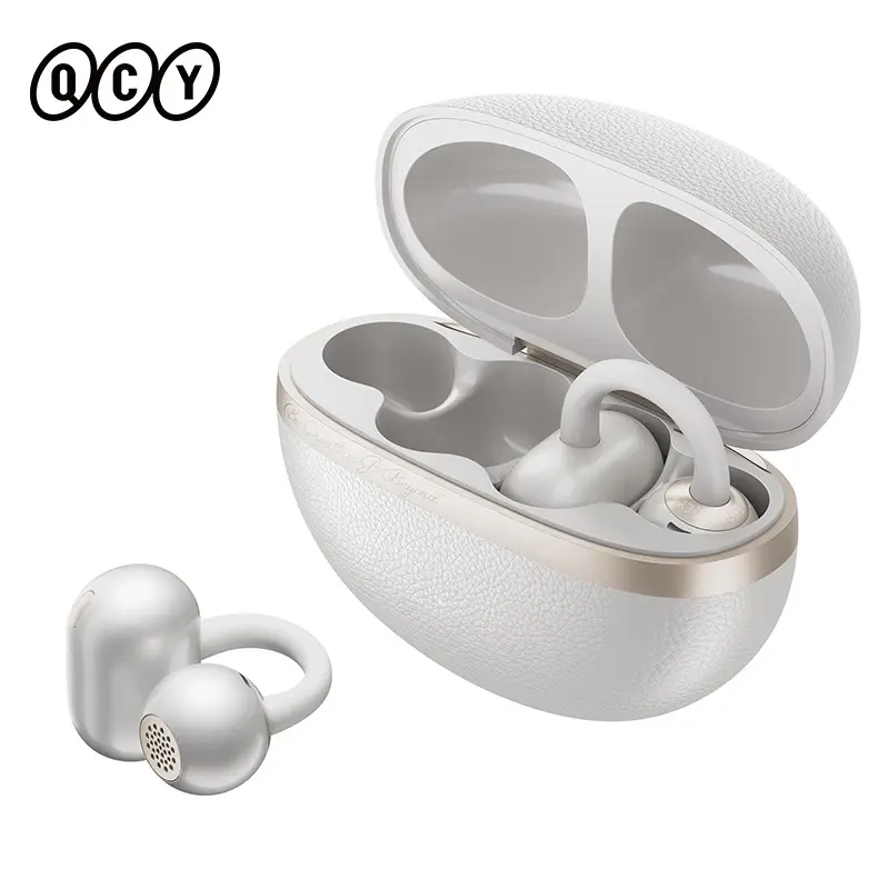 سماعات أذن كليب أون QCY Crossky C50 CT06 بلوتوث 6.0 مفتوحة الأذن بمحركات مزدوجة المغناطيس مع تعزيز الجهير 4 ميكروفونات مكالمات واضحة بتقنية الذكاء الاصطناعي 35 ساعة مقاومة للماء IPX5