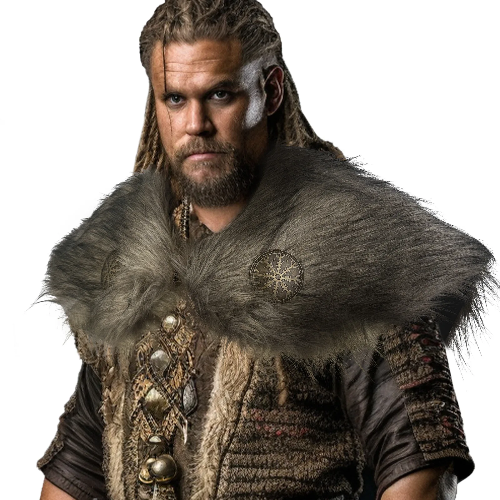 

Medieval Faux Fur Collar Shawl Nordic Retro Viking Knight Cape Shoulder Wrap Costume Accessories Cosplay Props