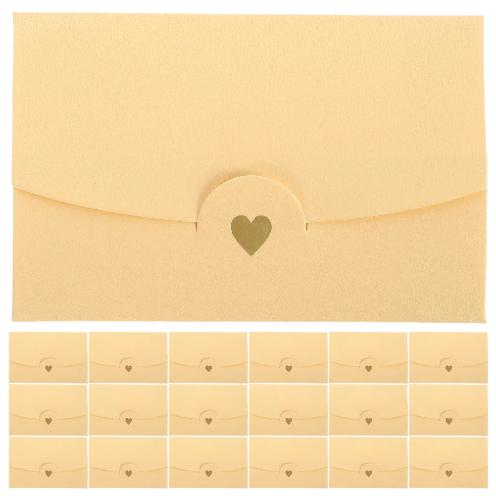 

40Pcs Paper Gold Heart Envelopes Small Elegant Invitations Packing Envelopes Wedding Valentine Birthday Cards Decorative