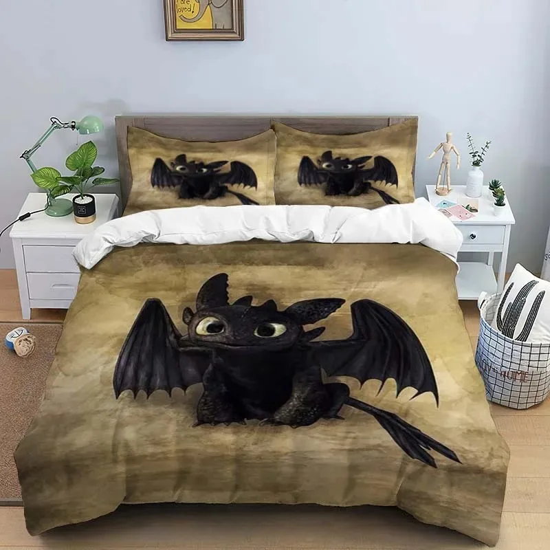 Divertida funda nórdica sin dientes, funda de almohada, juego de cama para adultos, niños y niñas, decoración de dormitorio, regalo para niños, individual, doble, tamaño grande