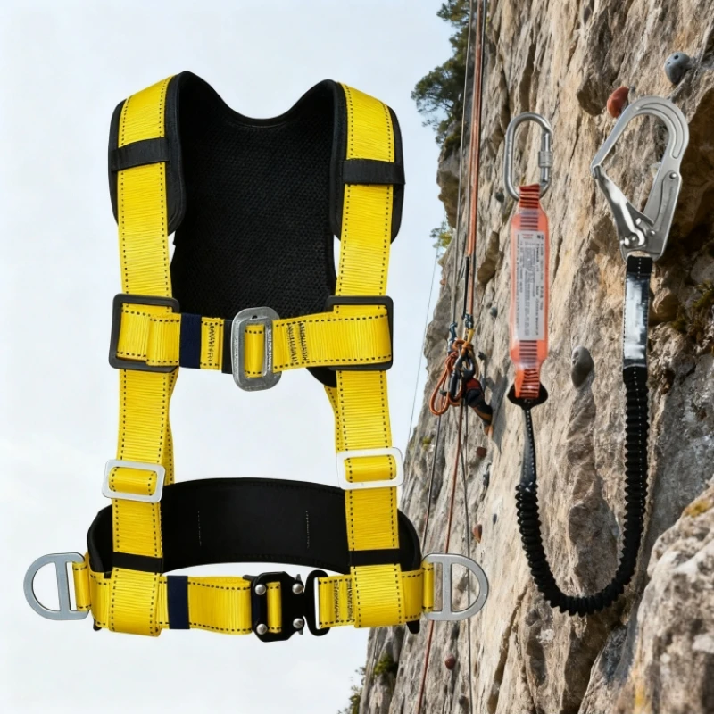 Three-point Safety Belt Outdoor Indoor Rock Climbing Half Body Full Body High-altitude Work Safety Belt Electrician Double Back