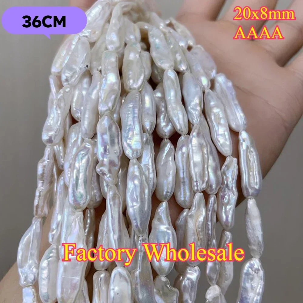 25x8mm AAAA White Baroque Strip Irregular Bead Radiant Natural Freshwater Pearl Jewelry Make DIY Necklace Bracelet Women Gift