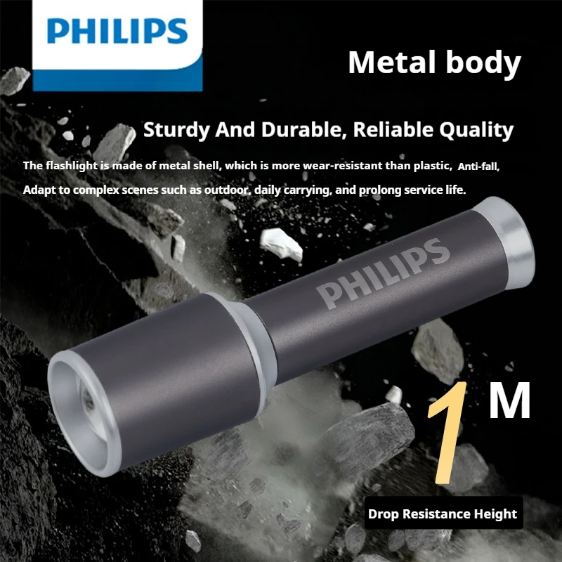 Philips 2025 nova lanterna sfl2251 edc lanterna de alumínio bateria substituível zoomable mini tamanho adequado para acampamento ao ar livre