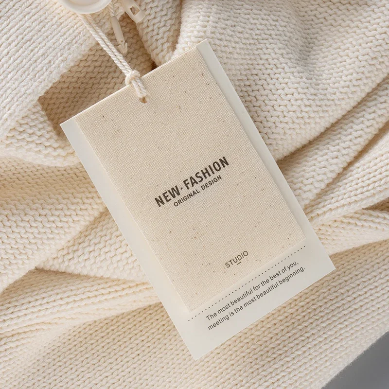 ヴィンテージコットンリネン製ハンギングタグ、カスタム衣料品ラベル、価格・サイズタグ、衣料品商標ブランド、ハンギングカードデザイン、カスタマイズ可能