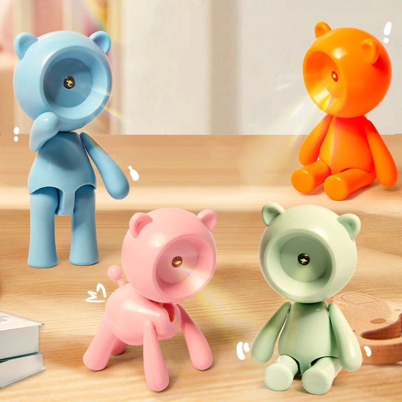 New Mini Cartoon Cute Bear Night Light Toys Creative Students Folding Night Light Palm Lamp Desktop Bedside Ornaments