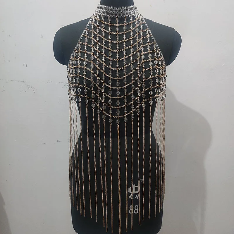 

Осень 2023, Классический бюстгальтер с акриловыми бусинами ручной работы для платья бикини, внешняя фурнитура