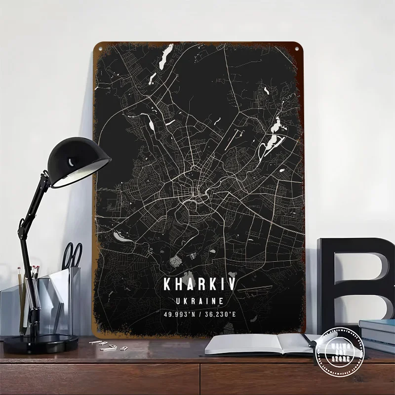 Kharkiv Ukraine Tinplate Posters Customizable Wall Art Retro Vintage Metal Signs for Home Room Custom Plate Bedroom Decorations