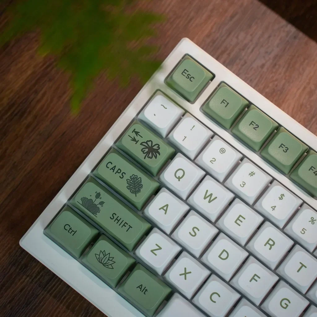 Forest Green Keycap Profil XDA Sublimacja PBT 125 klawiszy Świeży styl Biało-zielone nasadki klawiszy klawiatury mechanicznej