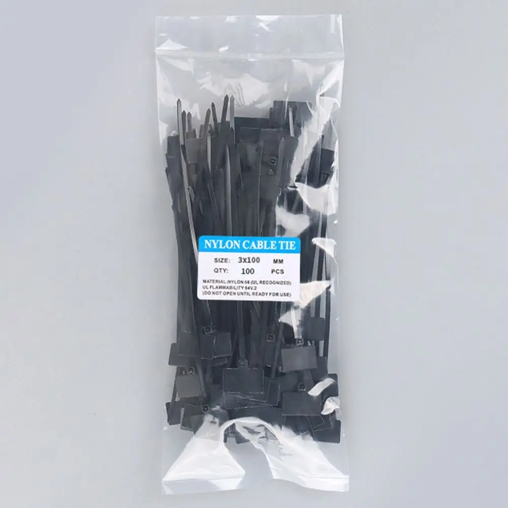 100pcs Strapping Tape Tag Labels Self-locking Zip Ties Mesh Wire Marker Cable Ties Colorful Tag Nylon Ties Cable Tag