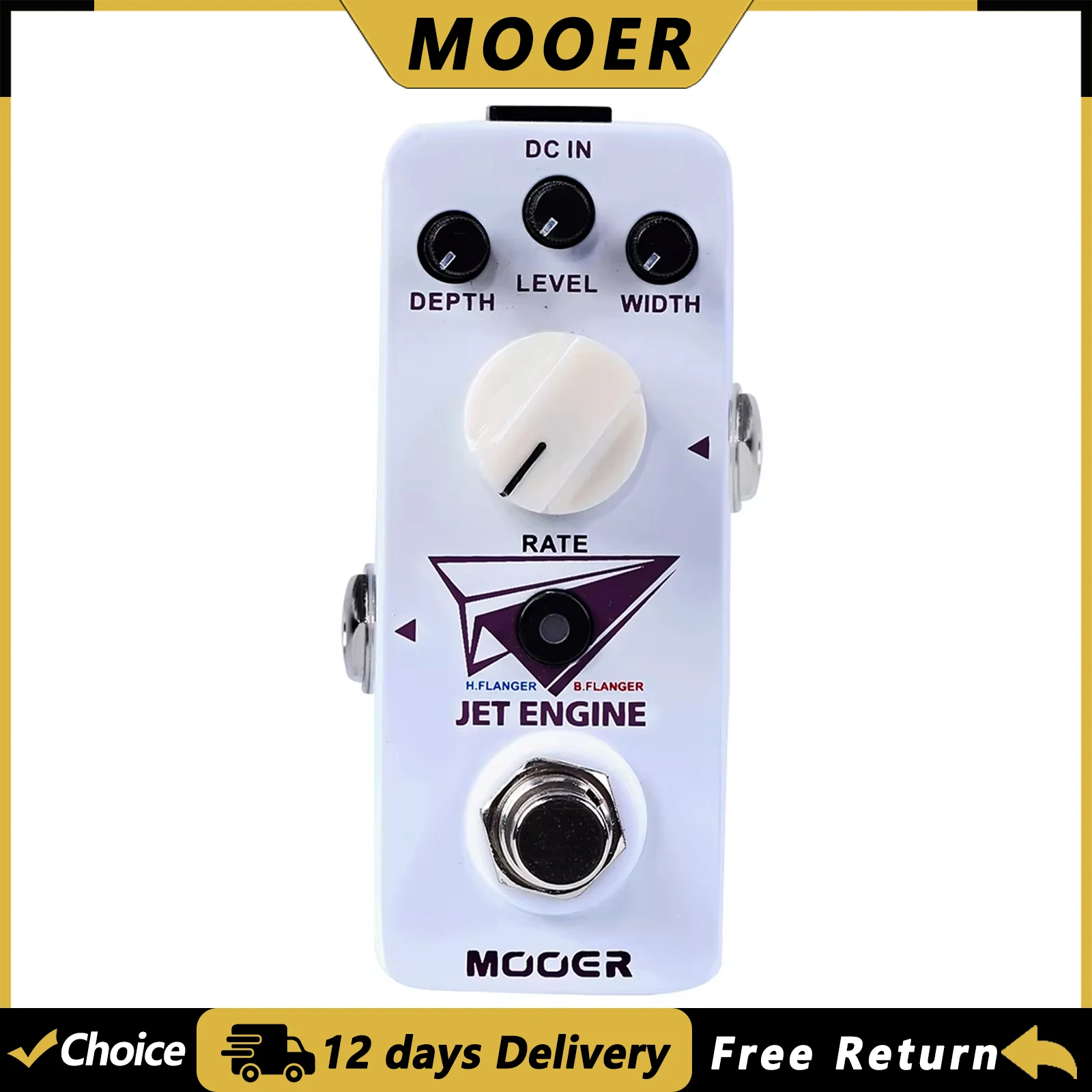 MOOER Jet Engine Electric Guitar Digital Multi-Frequency Flanger Effect Pedal Two Different Flanger Modes True Bypass Pedal