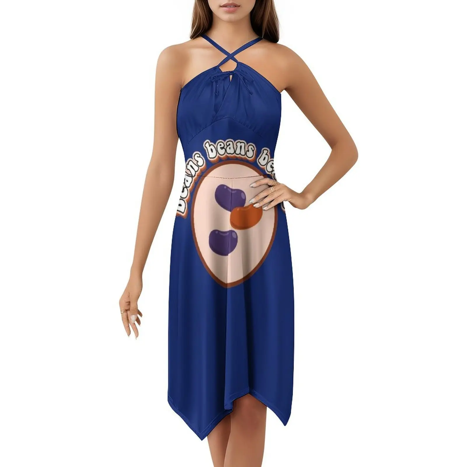 الفاصوليا الفاصوليا الفاصوليا بوهو شيك فستان أنيق موضة شاطئ حفل زفاف ثوب خبز الفاصوليا الفاصوليا الغذاء خبز مضحك فول امرأة الملابس #5