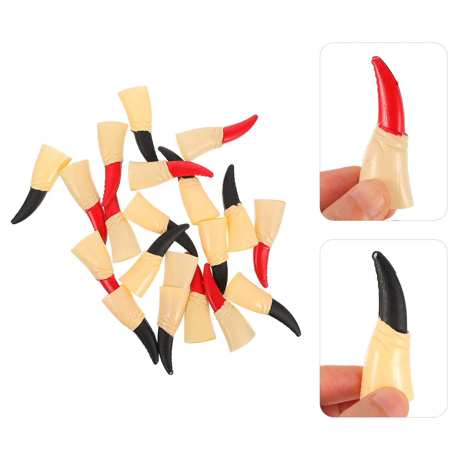 

20 Pcs Plastic Fake Ghost Nail Claws False Nails Compatible Natural Artificial Witch Party Halloween Finger Props Glow Dark