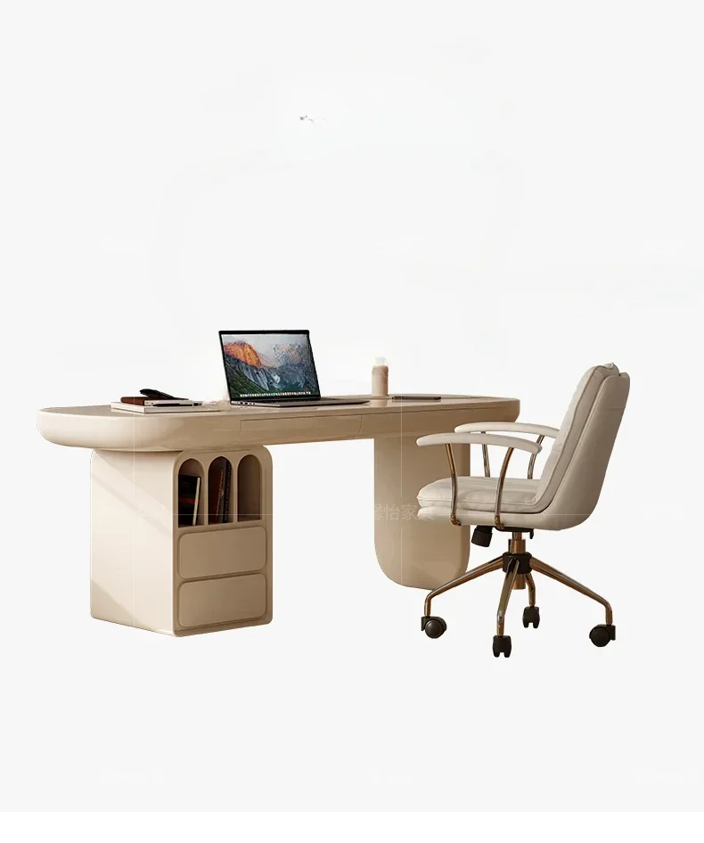 

French cream style modern minimalist desktop computer table and chair designer office home writing desk