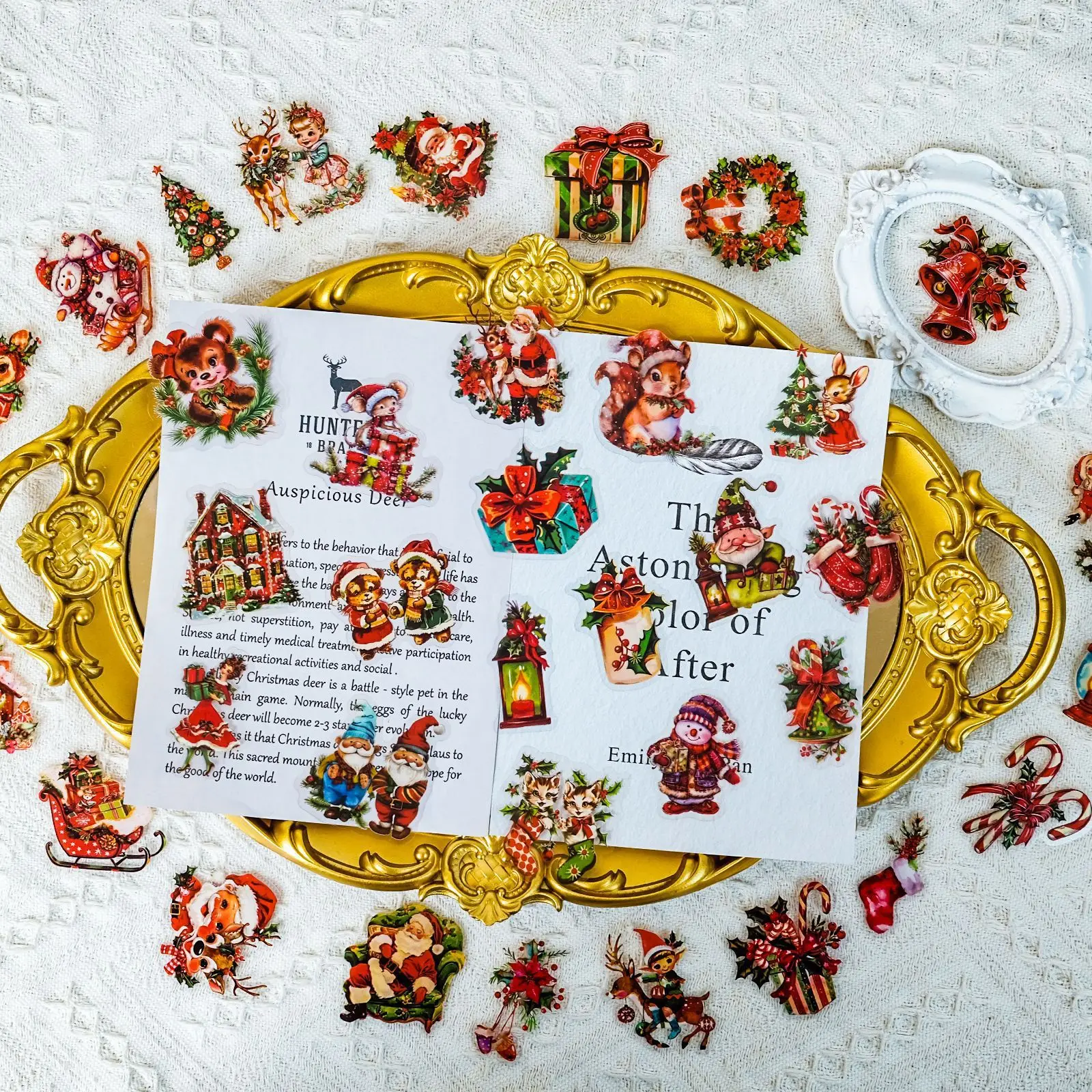 50개 크리스마스 산타클로스 선물 애완동물 스티커 DIY 수제 계정 제작 창의적이고 오토바이에 적합