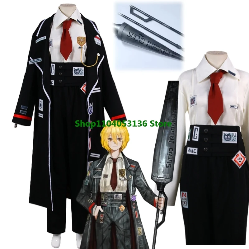 Game Limbus Company Uniform Don Quixote Cosplay Costume Black Uniform Top Pants Coat Prop Halloween Carnival Party Disguise Suit