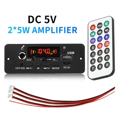 10W Amplifier Bluetooth 5.0 MP3 Decoder Board 5V Car MP3 Player USB FM Recording Folder Switching Microphone Handsfree Control