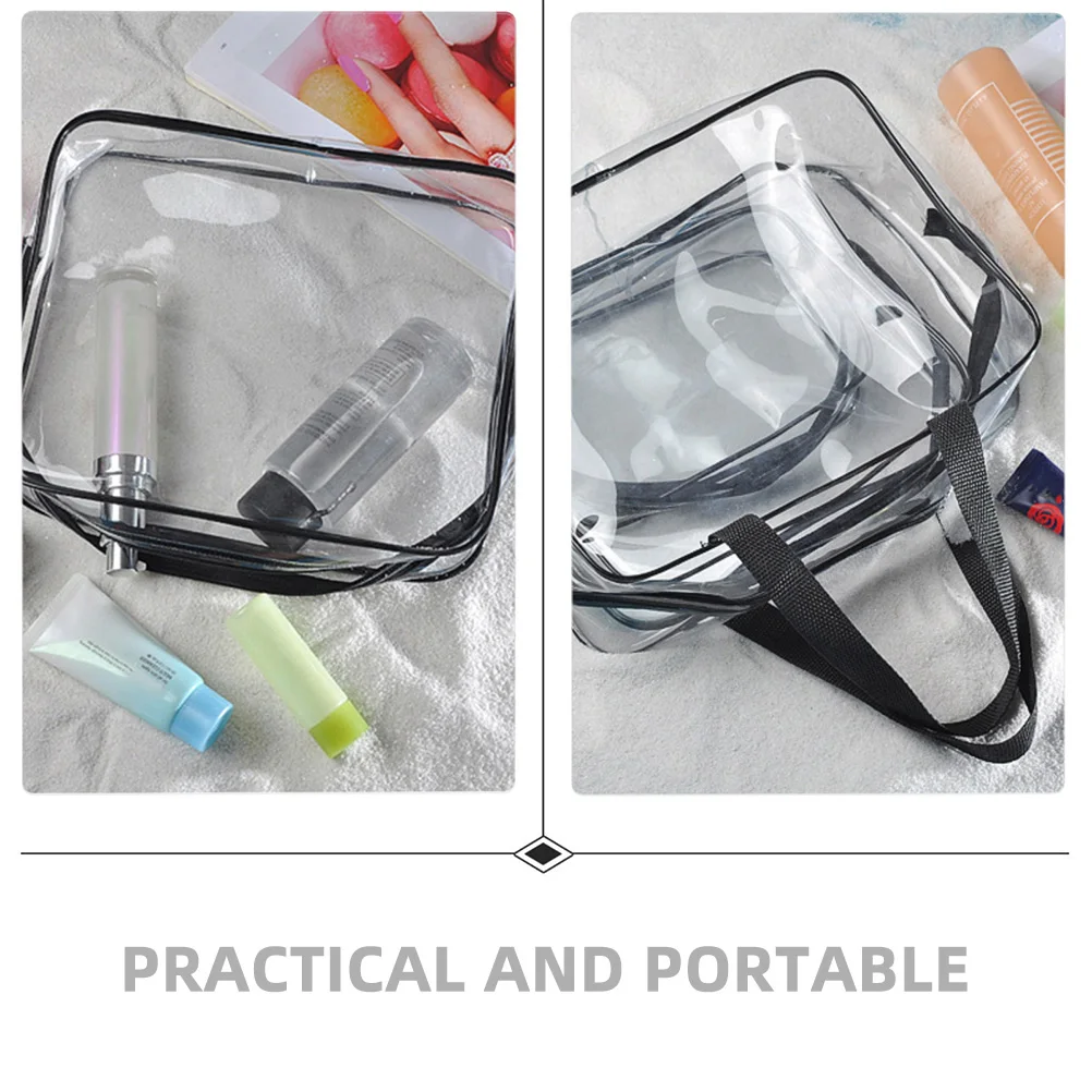 

3pcs PVC Transparent Waterproof Toiletry Bag Black Portable ganizer Travel Pouch Storage Makeup Case