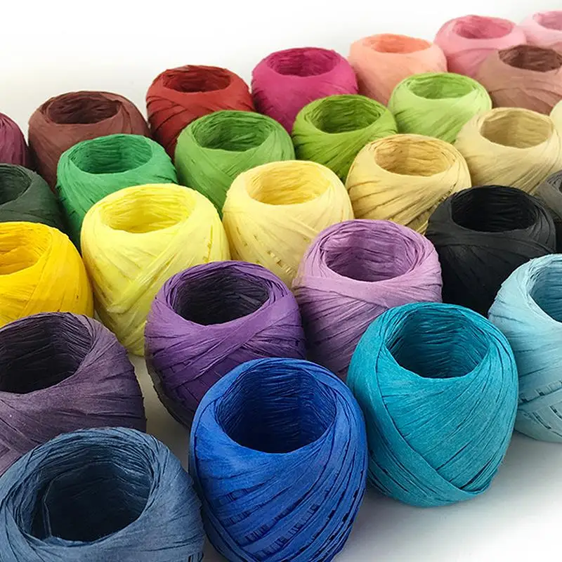 20m/Roll Paper Ribbon Wear-Resistant Raffia Ribbon Multi-Purpose Paper Rope Ribbon DIY Gift Wrapping Packing Ribbon 17 Colors