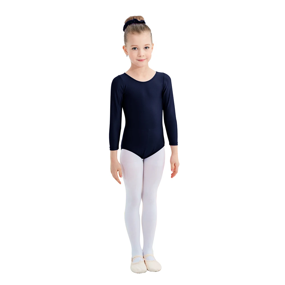 キッズストレッチスパンデックスクラシック長袖バレエダンスレオタード幼児女の子用プロフェッショナル体操ボディスーツ
