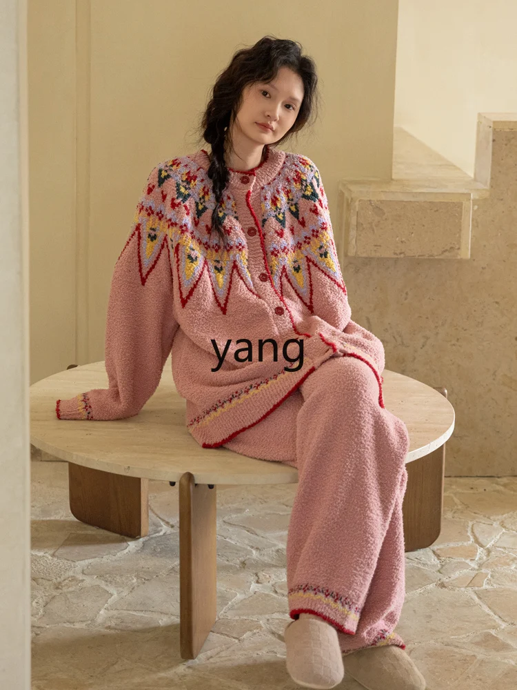 LMM women can wear large size sweet coral fleece loungewear in autumn and winter, winter