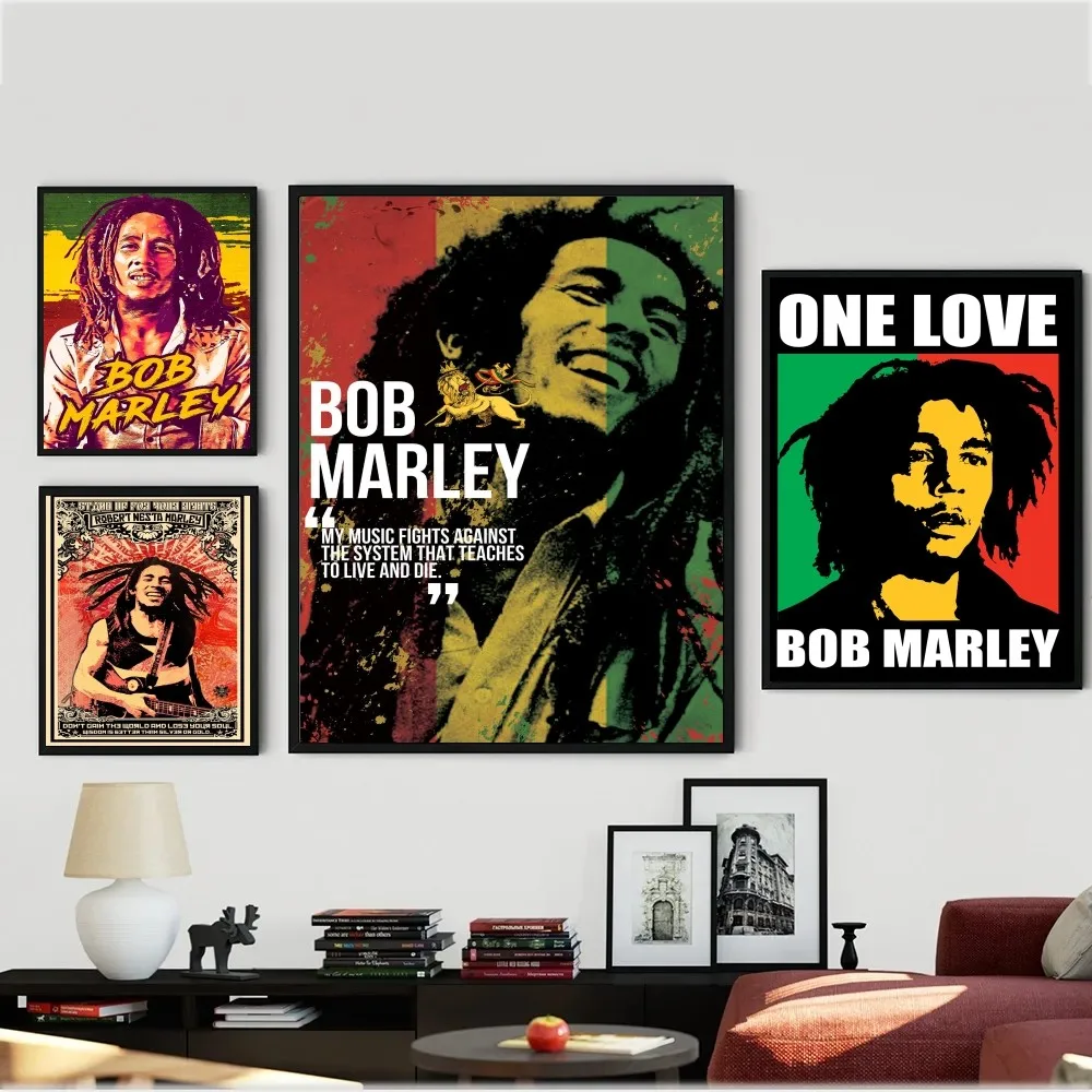 Music Singer Star B-Bob M-Marley Poster Kraft Paper Vintage Poster Wall Art Painting Study Aesthetic Art Small Size Wall Sticker