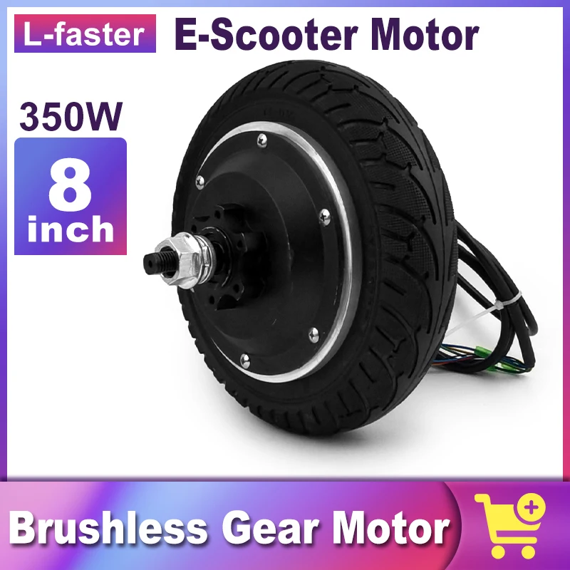 

Brushless Gear Hub Motor Wheel, Low Speed, 12N.m Torque, 350RPM, 8 Inch, 24V, 36V, 350W