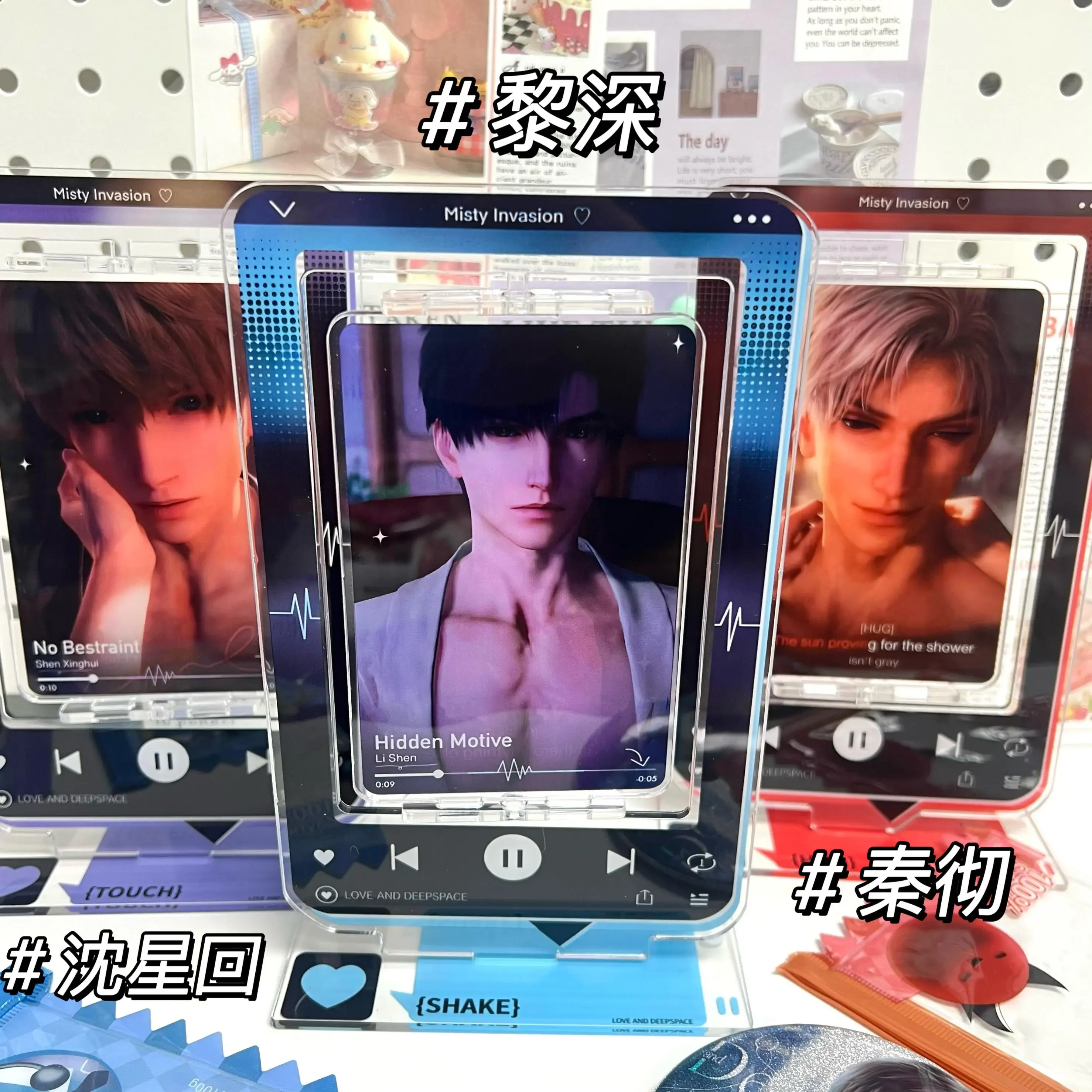 لعبة أنيمي الحب و Deepspace ، Rafayel Zayne ، Louis Sylus تأثيري تدور ، علامة واقفة ، زخرفة سطح المكتب الاكريليك ، زخرفة الكرتون