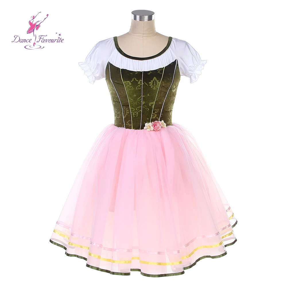 

Dance Favourite Ballet Tutus 25017 Green Velvet Ballet with Pink Tutu Dance Costumes Romantic Long Ballet Tutu Dance Cosutme