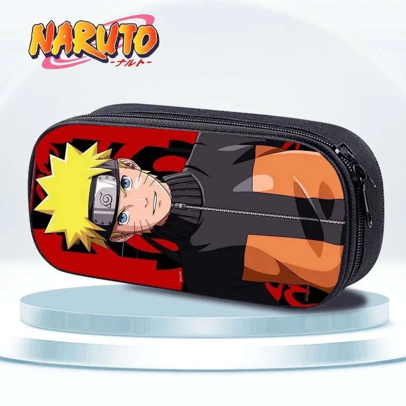 Naruto Pencil Bag Naruto Kakashi Sasuke Multi-layer Stationery Box Large Capacity Zipper Canvas New Waterproof Pencil Box Gift