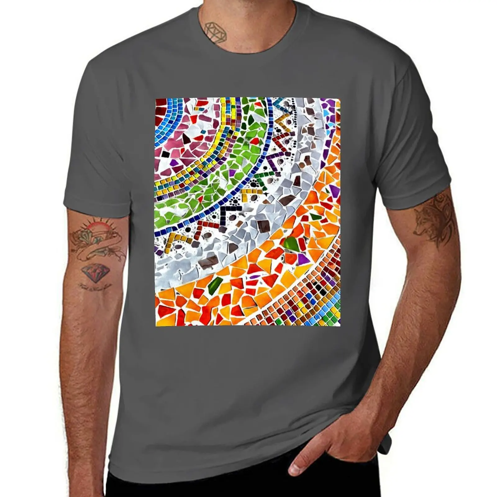 

Gaudi Barselona mosaic T-Shirt t shirt man cotton printed t shirts for man man t shirt cotton high quality T-Shirt