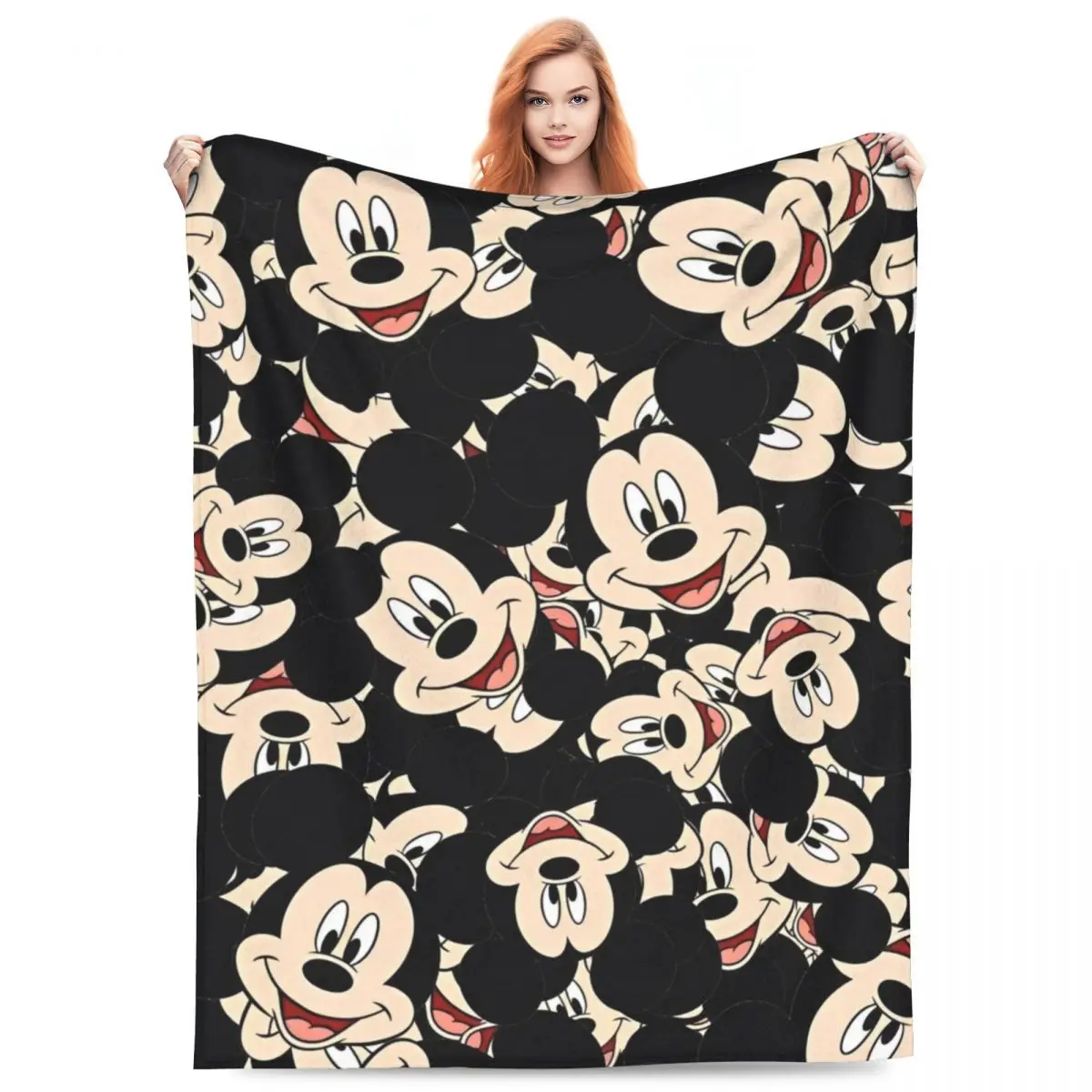 Anime Mickey Mouse Flannel Blanket Cartoon Animal Super Warm Bedding Throws for Living Room Camping Fun Bedspread Sofa Bed Cover