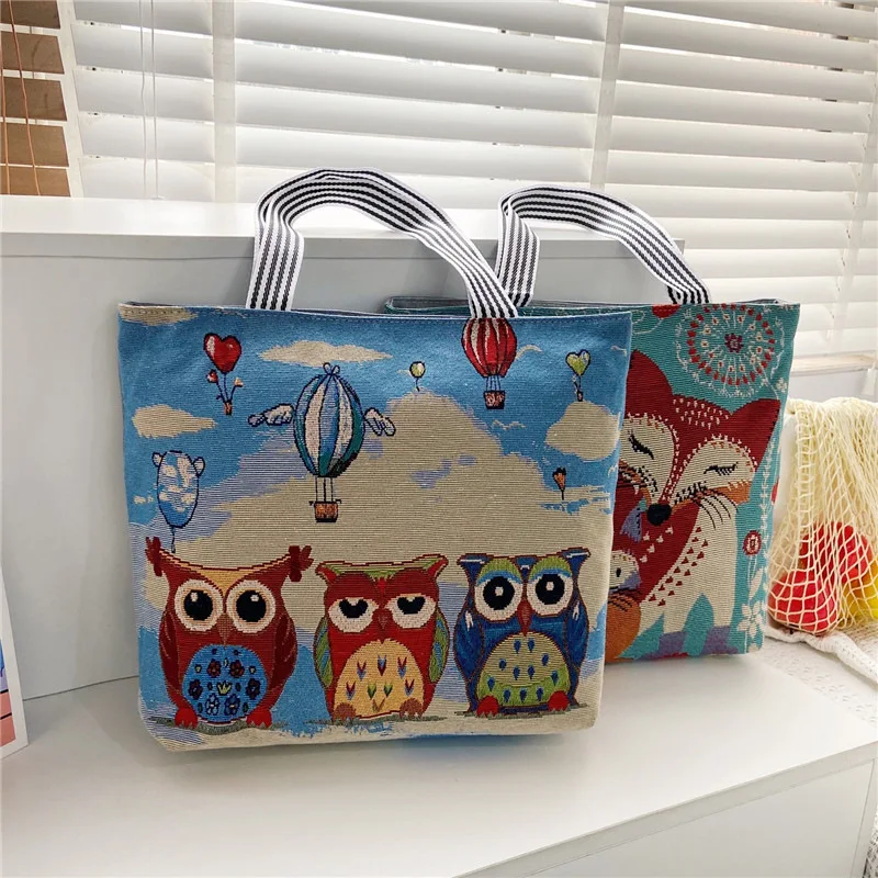 

Portable One-shoulder Large-capacity Bag Embroidered Cartoon Office Worker Large-capacity Shopping Bag