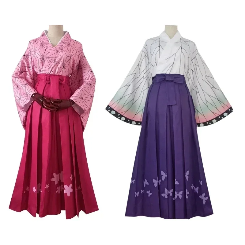 Anime Cosplay Costume Kimono Sets Tanjirou Nezuko Shinobu Giyuu Cosplay Dress Halloween Carnival Party Costume