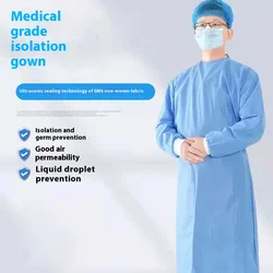 JUSTLANG Medical Lsolation Suit Disposable Gown Coat style Nonwovens SMS Surgical Gown Dustproof And Breathable