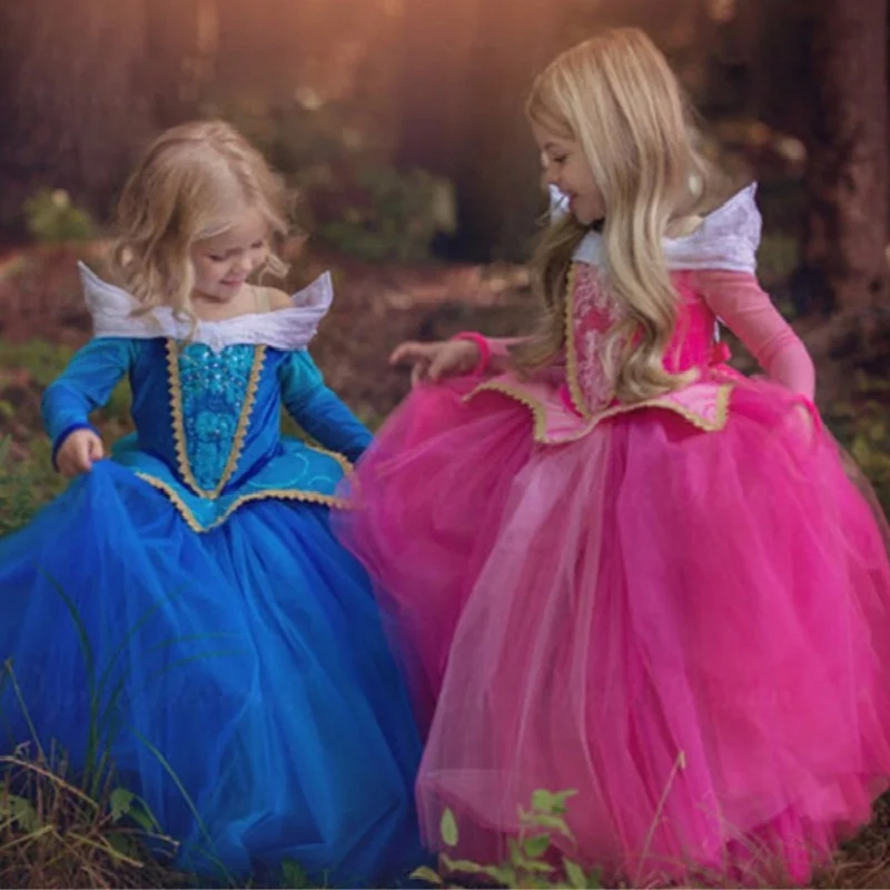 Disfraz de Bella Durmiente para niños, vestidos de fantasía de princesa Aurora, disfraz de Halloween para niñas, vestido de fiesta