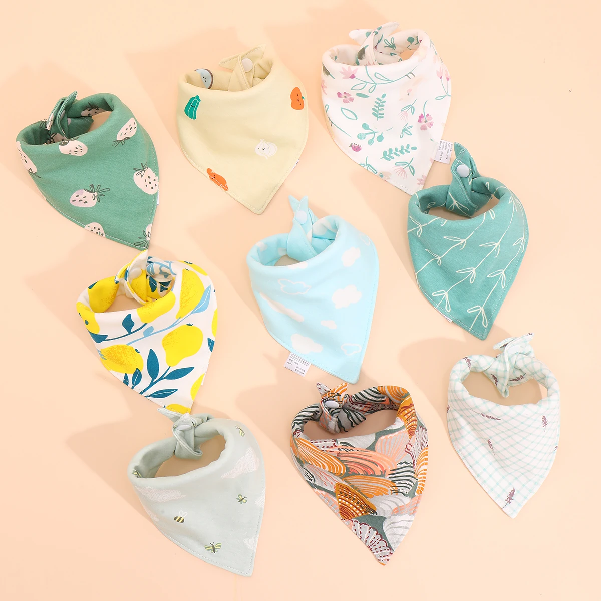 Baby Bib Soft Cotton Baby Drool Bibs Cute Triangle Scarf Comfortable Drooling and Teething Towel Saliva Towel for Newborn Summer