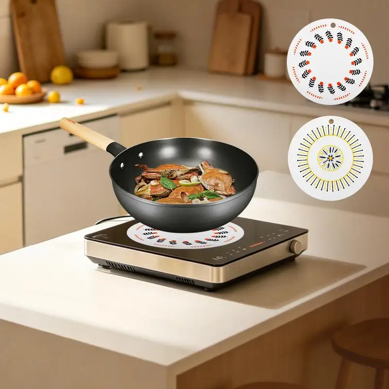 ~Black White Induction Hob Protector Mat High Temp Resistant Anti Slip Silicone Pot Pad