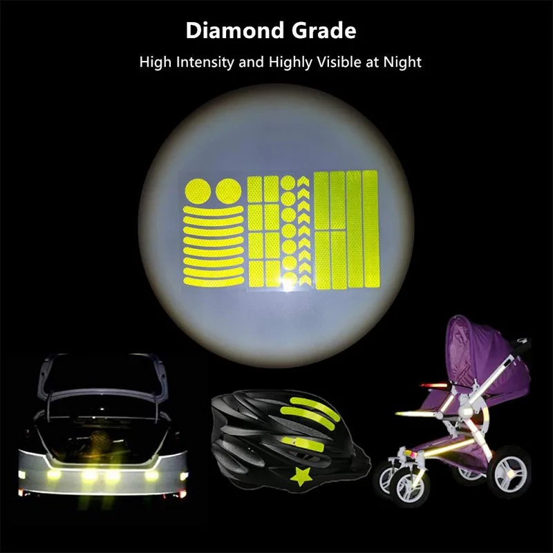 42Pcs/set Self-adhesive Reflective Stickers Wheel Hub Rim Reflectors Tape Roadway Night Safety Strip For MTB Scooter Helmet Body