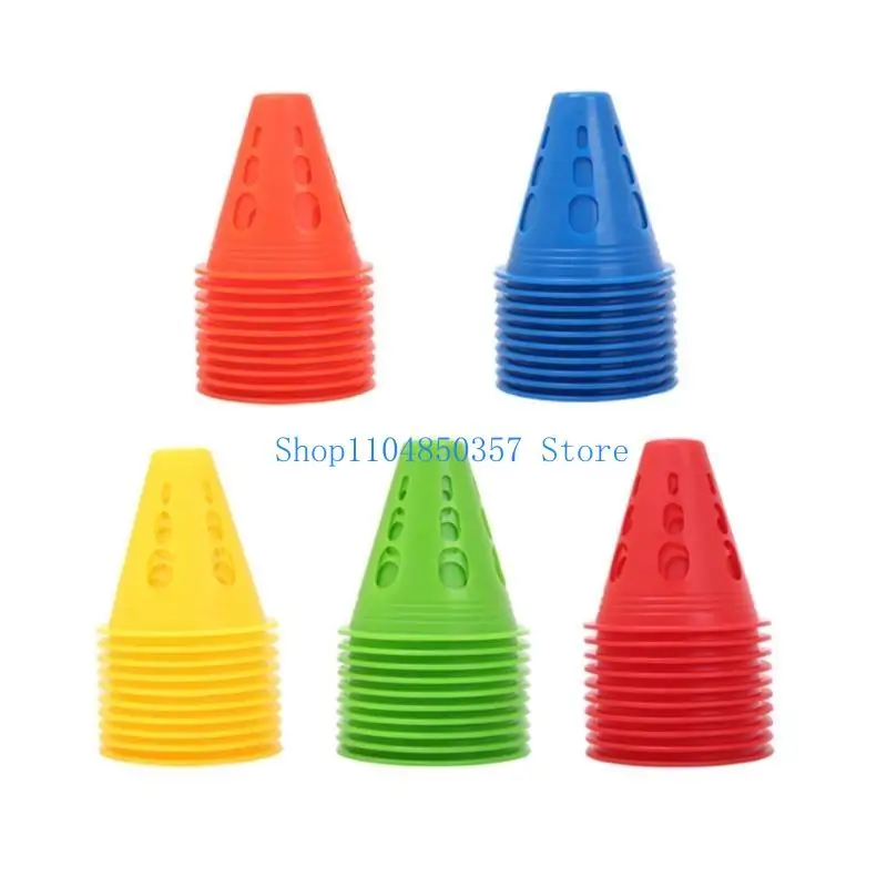 

652F 10 Pack Agility Sports Cones with Windproof Hole Colourful Football Sports Training Agility Marker Cones Flexible Cones