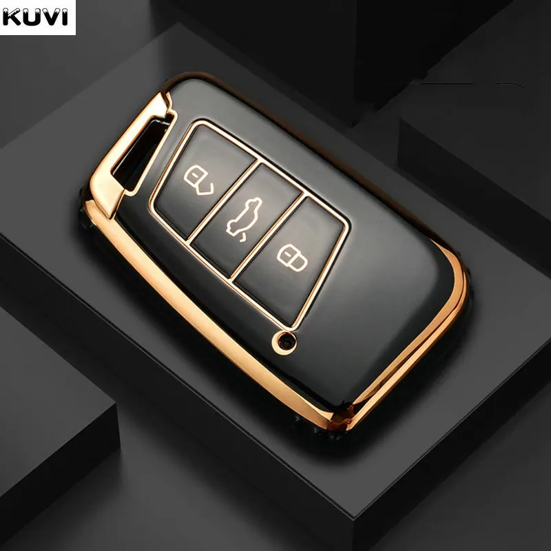 Electroplated TPU Car Key Cover For VW Volkswagen Magotan Passat B8 Skoda Superb Kodiaq A7 Smart Remote Fob Protector Case