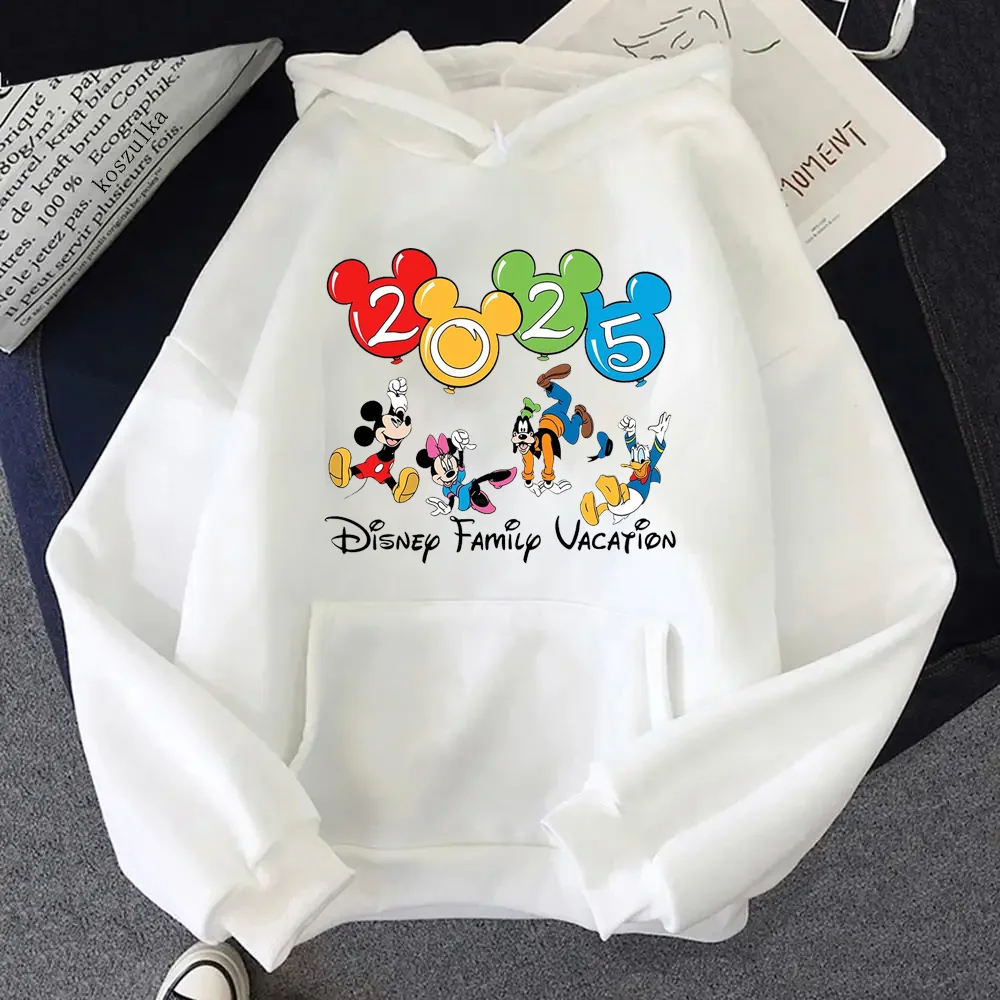 2025 Disney Mickey Mouse Family Trip Women\'s Hoodie Y2k Tops Fashion Sweatshirt Kawaii Clothes Autumn Winter Streetwear Pullover