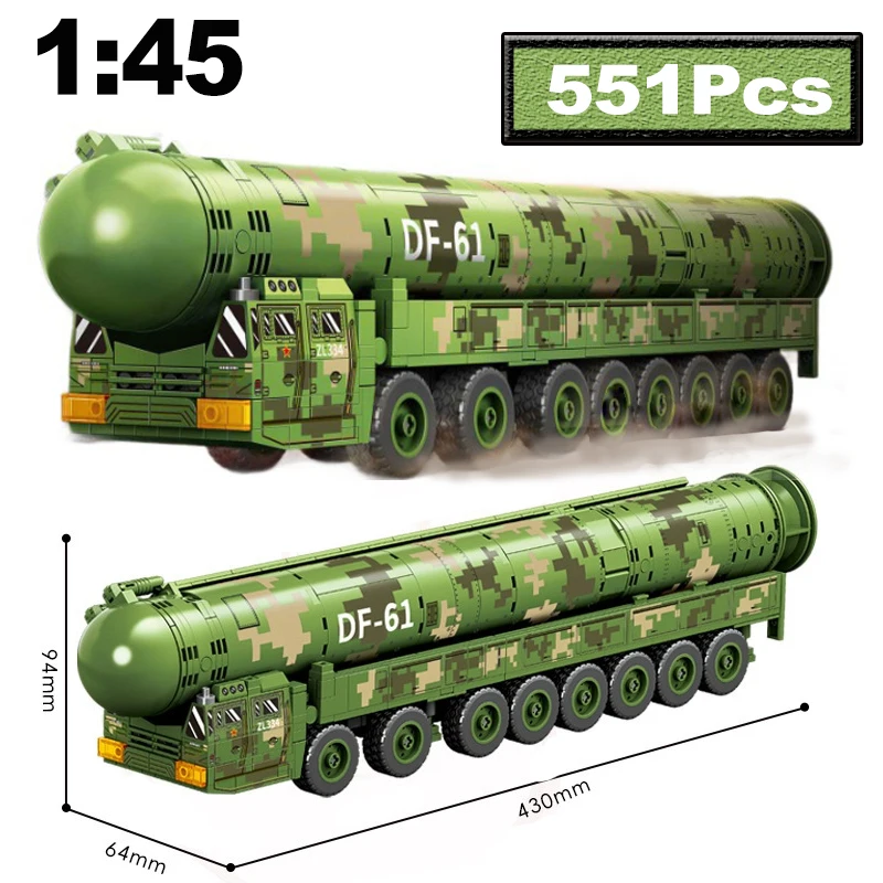 China Intercontinental Ballistic Missile Military Main Building Blocks Armored Vehicles Drones Bricks Toy for Kids Gifts Boys