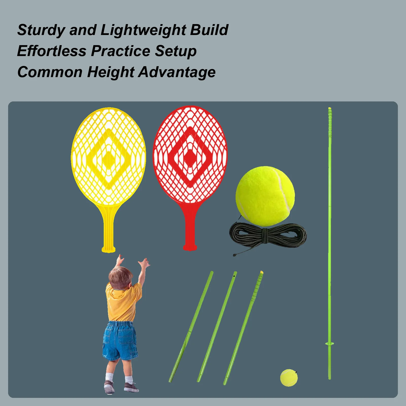 

Теннисный тренажер Портативный одиночный теннисный набор Спортивное и игровое оборудование для отдыха для ударных спичек Сверло с обратной связью Игровой компаньон
