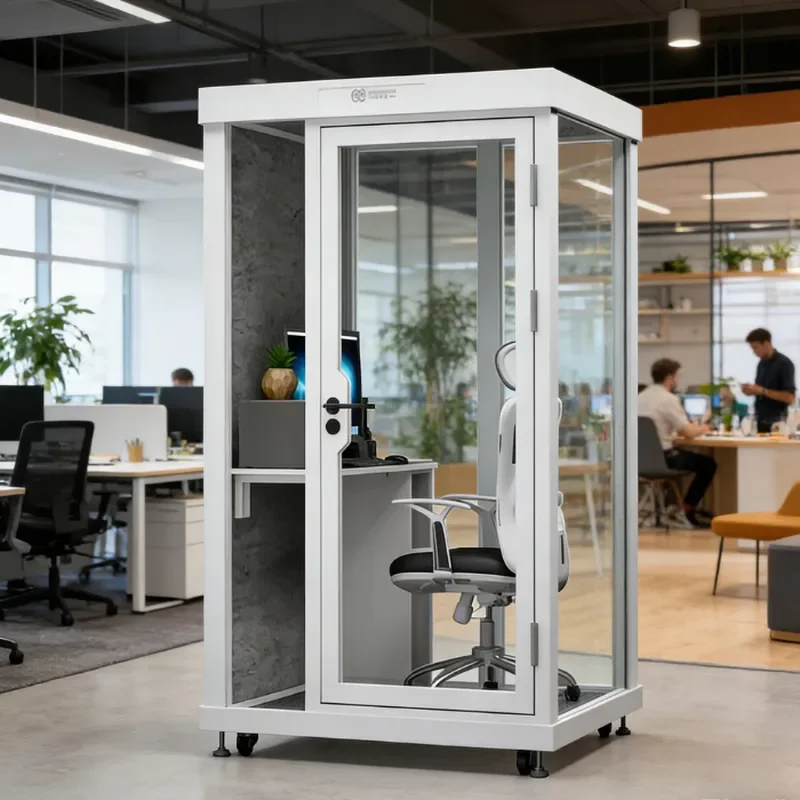 Single Soundproof Office Phone Booth for Private Calls Steel Structure Soundproof Cabin for Work Focus and Noise Reduction
