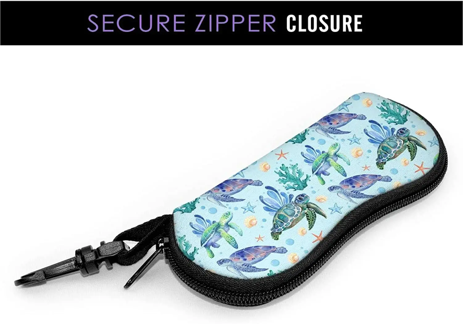 Sea Turtle Portable Eyeglass Case Glasses Pouch Travel Sunglasses Soft Case Glasses Box Light Neoprene Zipper Eyeglass Case