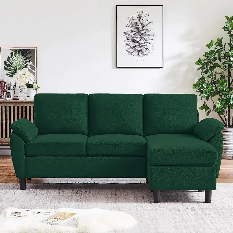 79 "Cabrio Schnitts ofa, kleine l-förmige 3-Sitzer-Couch mit Wende-Chaiselongue, moderne Sofas aus Leinen