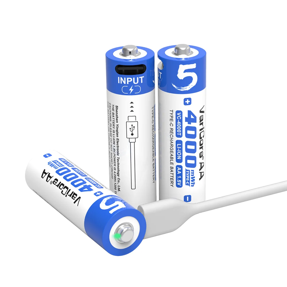 VariCoreAA 1,5 В 2 шт./карта 4000 МВтч USB перезаряжаемая литиевая батарея светодиодный индикатор для камеры/игрушки/фонарика